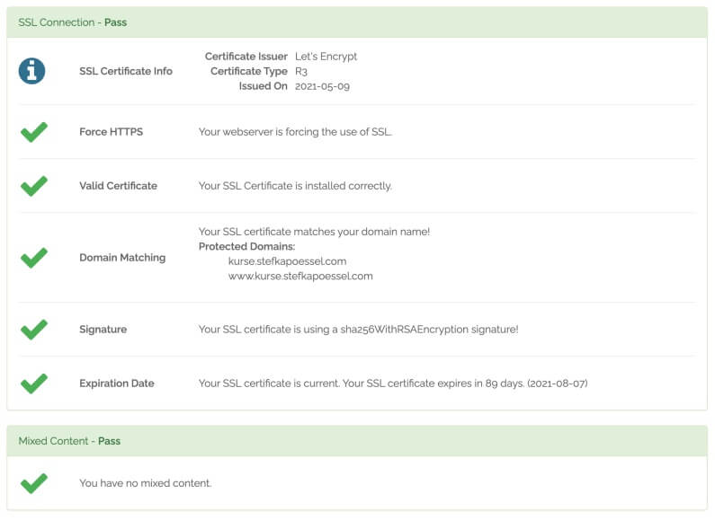 Einrichtung eines SSL-Zertifikats und dessen Fehlerbehebung