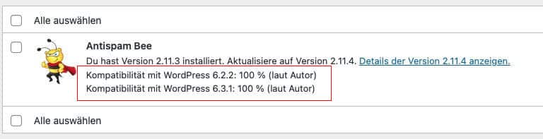 Kompatibilitaet mit WordPress