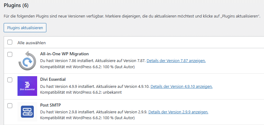 Plugins updaten