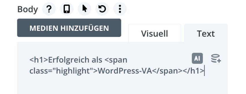 Schritt 1 CSS Text Highlight: class vergeben